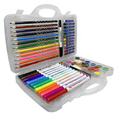 Imagem de Kit Artístico Infantil com 54 Peças – Maleta de Pintura Escolar com Giz de Cera, Canetinhas, Lápis e Acessórios – Ideal para Crianças e Jovens