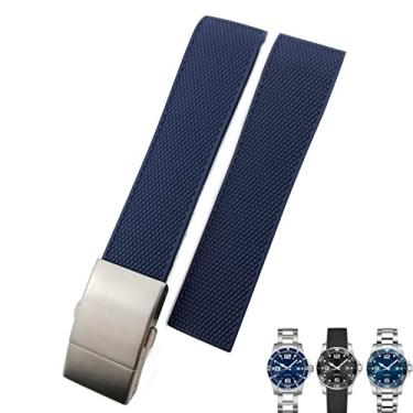 Imagem de CZKE 19mm 20mm 21mm pulseira de borracha para longines Master Conquest HydroConquest L3 preto cinza azul silicone pulseira de relógio à prova d'água (cor: 10mm fecho de ouro, tamanho: 21mm)