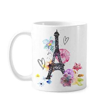 Imagem de Caneca de cerâmica em forma de coração da Torre Eiffel, xícara de porcelana de café