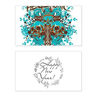Imagem de Graffiti Street Blue Black Skull Festival Ano Novo Cartão Bless Mensagem Presente