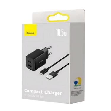 Imagem de Carregador Completo Compacto Usb Para Lightning 10.5W Preto Baseus