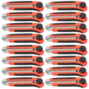 Imagem de Kit 16 Estilete Profissional 25Mm Trava Cabo Emborrachado