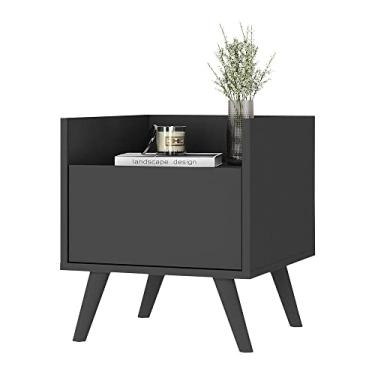 Imagem de Mesa de Cabeceira 40 cm com Pés Retrô Multimóveis Mp4041 Preta