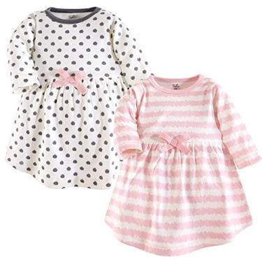 Imagem de Touched by Nature Vestidos femininos de manga comprida de algodão orgânico tamanho único, Bebê infantil rosa cinza rabisco manga comprida, 3 Anos