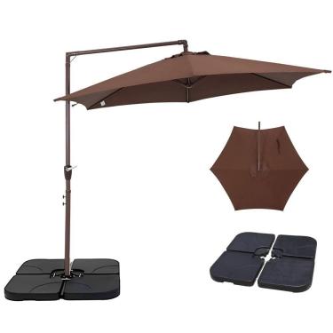 Imagem de Kit Ombrelone Lateral Suspenso 3m Veneza Com Manivela + Base 60L Quadrada - Belfix