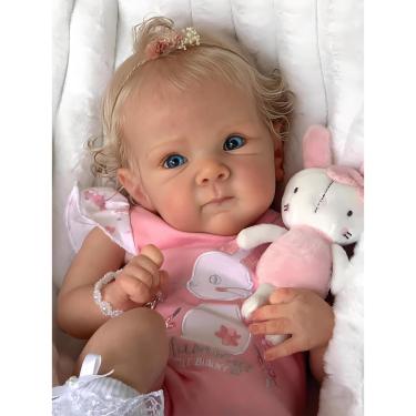 Imagem de SHENGX Bebe Reborn Realista,19" Realista Recem Nascido,Os Membros são Feitos De Silicone Macio,Corpo De Pano,Bebê Com Cabelo Implantado à Mão,Vem Com Roupas de Boneca,1Corpo De Pano