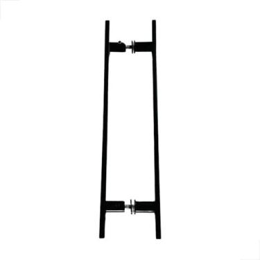 Imagem de Puxador Alumínio H Barra Chata 1000x800 Porta Preto - Fast Vidros