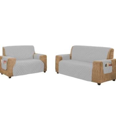 Imagem de Jogo de protetor de sofá para sofá couro 3 e 2 lugares com fixador - l