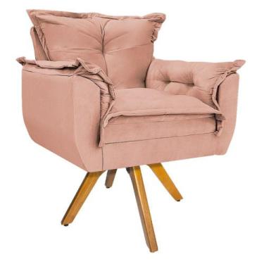 Imagem de Kit Poltrona e Puff Opala Base Giratória de Madeira Sala de Espera Rec