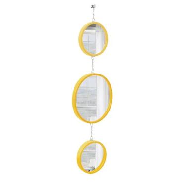 Imagem de  Espelho Decorativo Triplo Amarelo Alça Corrente 20 Cm 30 Cm 20 Cm Red