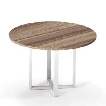 Imagem de Mesa de Reunião Redonda Tubular P25 Pandin 1,10 M Noce Naturale e Bran