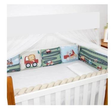 Imagem de Kit de Berço 10 Peças  Americano Aconchego  Animal Car Caqui - BRUBREL