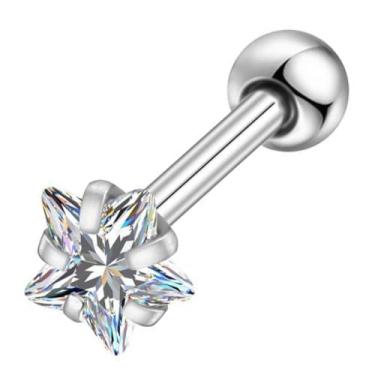 Imagem de LOMISS PIERCING MINIBARBELL AÇO CIRÚRGICO PVD ZIRCÔNIA ESTRELA (PRATA, 1,2X6X3)