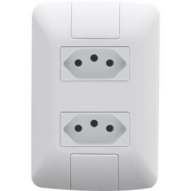 Imagem de Conjunto de Tomada Tramontina Aria 4x2 Branco Tomada Dupla 20A