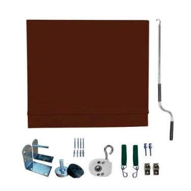 Imagem de Toldo Cortina Marrom - 2,80m x 1,70m - kit completo - RM Policarbonato