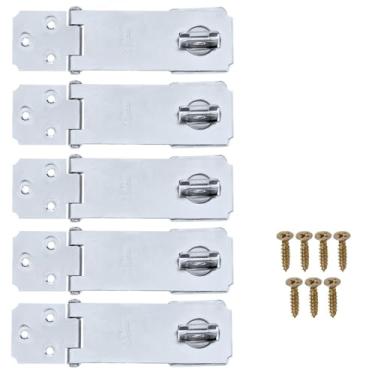 Imagem de Dobradiça Porta Cadeado Fecho Trinco Zincado 4,5" Para Portão Gaveta Armário | Silvana | Kit 05 Un