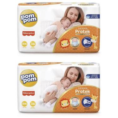 Imagem de KIT 2 Fraldas Pom Pom Derma Protek Mega Todos os Tamanhos, RN - 36 uni