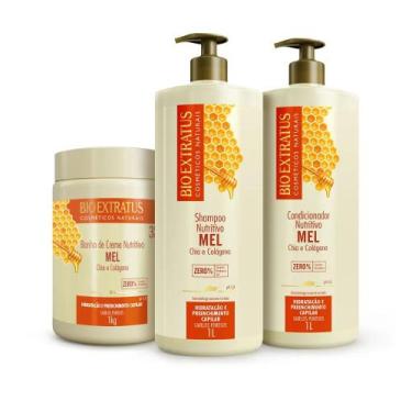 Imagem de Kit Shampoo + Condicionador + Máscara Bio Extratus Mel