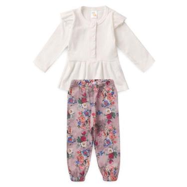 Imagem de Conjunto Bata e Calça Canelado Bebê - Off-white - Ame Kids, P