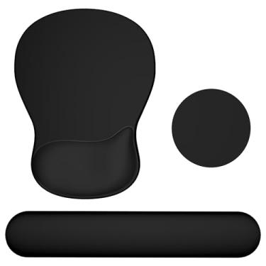 Imagem de Ospelelf Conjunto ergonômico para descanso de pulso com descanso de pulso, suporte de pulso de gel para teclado de computador com espuma de memória confortável para alívio da dor e fácil digitação