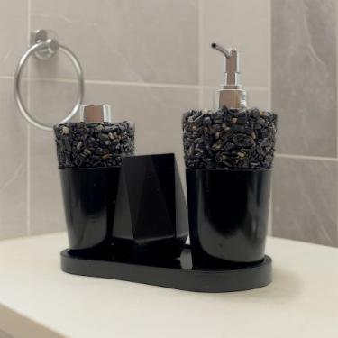 Imagem de Kit Lavabo Luxo Sabonete Líquido C/ Porta Escovas e Aromatizante De Am