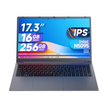 Imagem de IJKKJI Laptop – laptop, laptop de 17 polegadas, 16 GB DDR4 RAM 256 GB SSD, Intel Celeron N5095, computadores com Win 11, tela 1920 x 1080, Tipo-C, HD para empresas e estudantes
