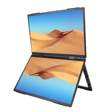 Imagem de GOWENIC 14 "Dual Screen Monitor Portátil 120Hz HDR 1080P Laptop Dual Screen Display Extensor de Tela Dupla Com 180 ° 360 ° Rotação Built-in Speakers para PC Switch Gaming