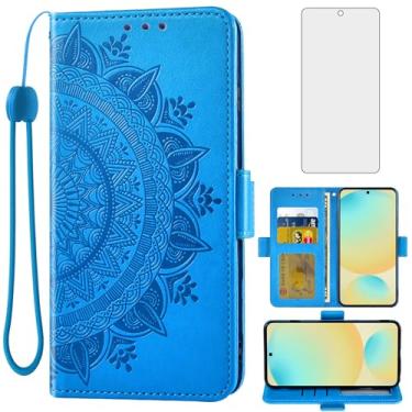 Imagem de Asuwish Capa de telefone para Samsung Galaxy S24 FE 5G capa carteira protetora de tela de vidro temperado suporte de cartão de crédito bolsa flip alça de pulso suporte fólio celular acessórios S 24 EF