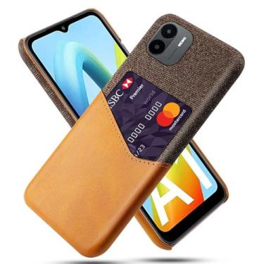 Imagem de Capa para Xiaomi Redmi A1,Tela e tampa de couro PU,Antideslizante,360°cobertura completa à prova de choque com 1 slot de cartão atrás,Prevenção de queda-Brown