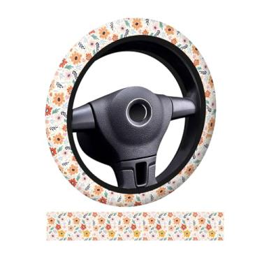Imagem de ADQWIOVL Capa de volante de carro, capas universais de neoprene antiderrapante de 38 cm, acessórios de carro engraçados para mulheres e homens, ajuste de automóvel, SUVs, caminhão, flores adoráveis
