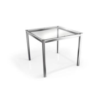 Imagem de Mesa Reno Cromada Com Tampo De Vidro Incolor 90cm