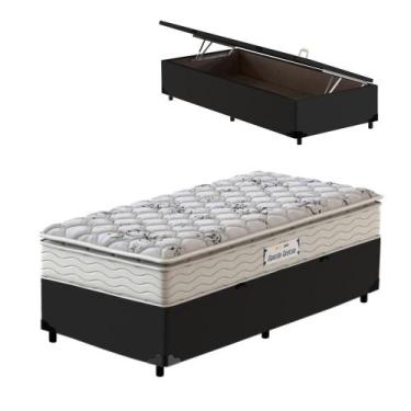 Imagem de Box Baú Solteiro Preta + Colchão Espuma D33 - Probel - Guarda-Costas P