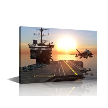 Imagem de TUMOVO Pintura em tela decoração de casa porta-aviões arte de parede avião decoração de casa para sala de estar quarto 1 peça aviação aviação militar pôster imagens moderna decoração de parede