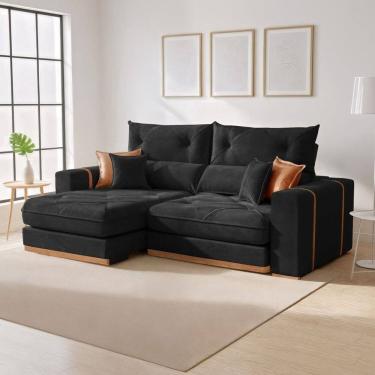 Imagem de Sofá Retrátil e Reclinável 2 Lugares 210cm Columbia Preto