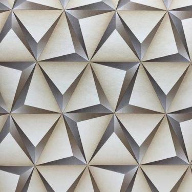 Imagem de Papel de parede autoadesivo geométrico marrom 3D 45x500 - DCARTE