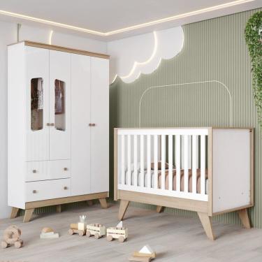 Imagem de Quarto de Bebê Berço Roupeiro Noah Espresso Móveis Branco/Jequitibá