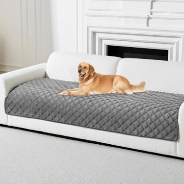 Imagem de Deep Dream Capa de sofá de veludo seccional lavável para sofá com 3 almofadas, capas de sofá antiderrapantes para sofá em forma de L para animais de estimação (cinza escuro, 91 cm x 160 cm)