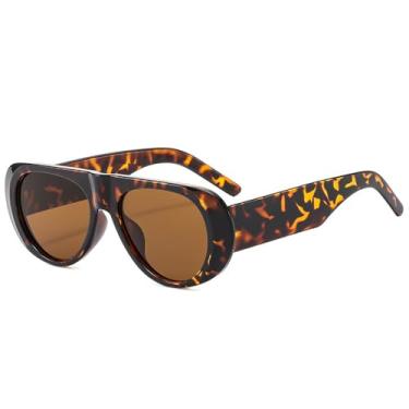 Imagem de Óculos de sol femininos cor de doce UV400, masculino, pernas largas para esportes ao ar livre, corrida e equitação, chá de leopardo