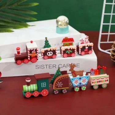 Imagem de Trenzinho de Natal Decorativo em Madeira Premium 19cm Trem Natalino Artesanal com Detalhes Pintados à Mão | APOLLO’S STORE (Marrom)