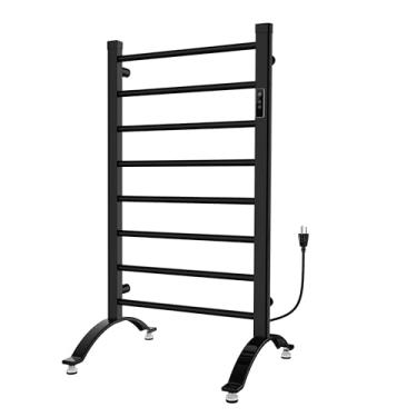 Imagem de LINKLIFE Toalheiro aquecido 2 em 1 para banheiro, aquecedor de toalhas independente e montado na parede, aquecedor de toalhas à prova d'água IPX4 com temporizador 1-8 H e controle de temperatura 37,8