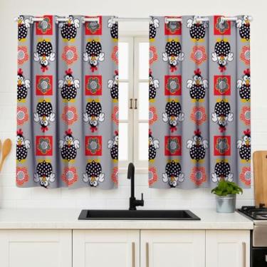 Imagem de Cortina Cozinha Pequena Estampada Decorativa 2,00x1,40 Ilhos Cromado Fazenda Galinha Pintada Cinza