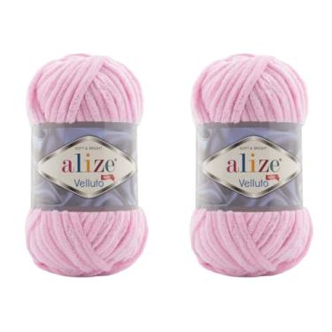 Imagem de Cobertor de bebê Alize Velluto 100% micropoliéster fio de veludo lote de 2 skn 150 jardas 2 x 100 gramas, peso do fio: super volumoso (31 - rosa bebê)