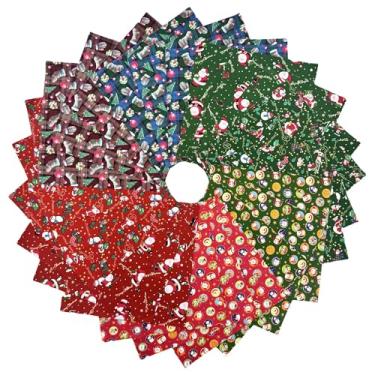 Imagem de Pacote de tecido de bolo de camada de Natal - 20 peças de quadrados pré-cortados 100% algodão 100% algodão para estofamento
