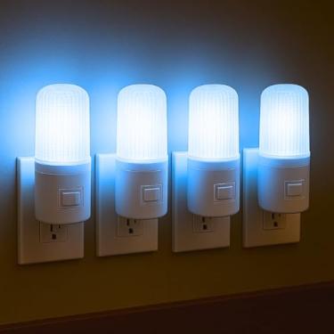 Imagem de Kit 04 Abajur LED Mini Noturno Bivolt para Quarto Infantil Luminária de Tomada em Acrílico - Luz Branca Suave e Confortável para Bebês e Crianças Leitura BSAN SHOP