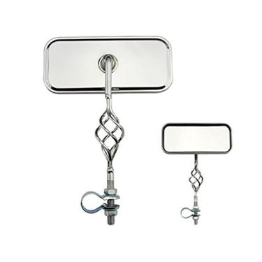 Imagem de Espelho retangular de gaiola todo cromado. Espelho de bicicleta, espelho de bicicleta para lowrider, beach cruiser, chopper, limusine, bicicleta elástica, BMX, pista, fixie, mountain bikes