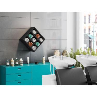 Imagem de Nicho De Parede Porta Toalha Com 9 Lugares Estrutura Em Mdp Preto Fosco