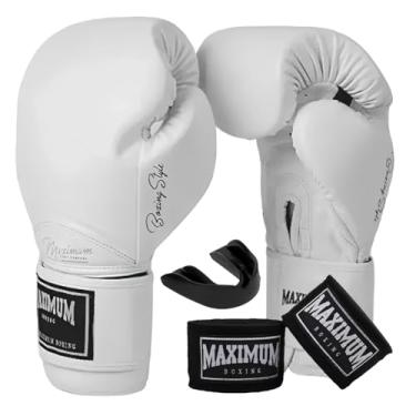 Imagem de Luva De Boxe Muay Thai + Bandagem + Protetor Bucal - Maximum (Classic Branco, 16oz)