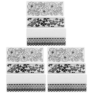Imagem de Pasta de gravação de plástico de flores Conjunto de 9 peças Placas de textura de artesanato de papel DIY para fazer cartões Convites de scrapbooking Envelopes Design retangular