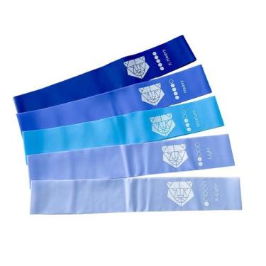 Imagem de Kit Mini Extensor Elástico Academia Fisioterapia Pilates Kit com 5 Uni