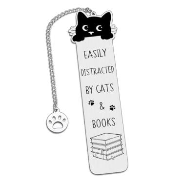 Imagem de Presentes para amantes de gatos para mulheres lendo – Marcadores de livros engraçados para donos de gatos, presentes fofos para amantes de livros, presente temático de gatos para meninas, marcador de